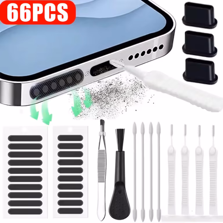66PCS Mobile Phone Speaker Charging Port Cleaning Set Dust Plug for iPhone 17 16 14